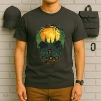 Halloween Spooky Full Moon Castle Skull T-Shirt thumb 6