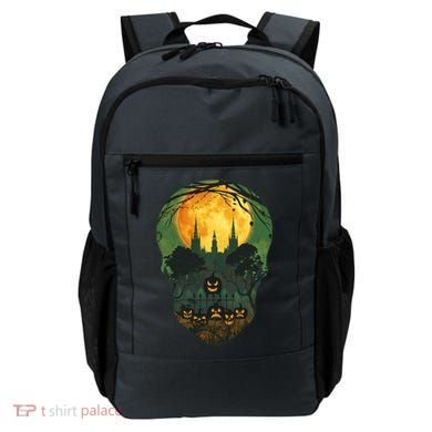 Halloween Spooky Full Moon Castle Skull Backpack
