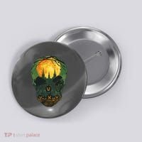 Halloween Spooky Full Moon Castle Skull Button thumb 0