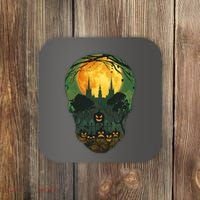Halloween Spooky Full Moon Castle Skull Coaster thumb 0