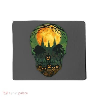 Halloween Spooky Full Moon Castle Skull Mousepad