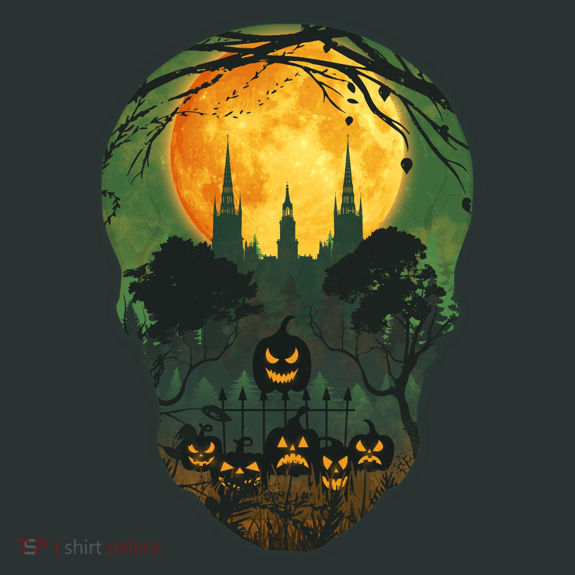 Halloween Spooky Full Moon Castle Skull Mousepad