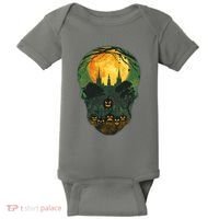 Halloween Spooky Full Moon Castle Skull Baby Bodysuit thumb 0