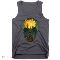 Halloween Spooky Full Moon Castle Skull Tank Top thumb 0