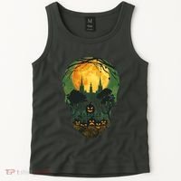 Halloween Spooky Full Moon Castle Skull Tank Top thumb 2