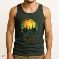 Halloween Spooky Full Moon Castle Skull Tank Top thumb 3
