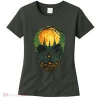 Halloween Spooky Full Moon Castle Skull Women's T-Shirt thumb 0