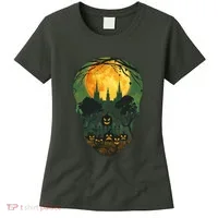 Halloween Spooky Full Moon Castle Skull Women's T-Shirt thumb 0