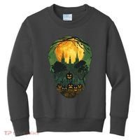 Halloween Spooky Full Moon Castle Skull Kids Sweatshirt thumb 0