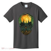 Halloween Spooky Full Moon Castle Skull Kids T-Shirt thumb 0