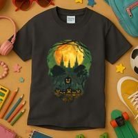 Halloween Spooky Full Moon Castle Skull Kids T-Shirt thumb 3