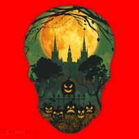 Halloween Spooky Full Moon Castle Skull Santa Hat thumb 1