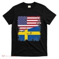 Half Swedish Flag Vintage Sweden Usa Gift T-Shirt thumb 0