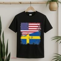 Half Swedish Flag Vintage Sweden Usa Gift T-Shirt thumb 2