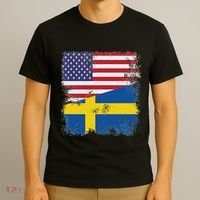 Half Swedish Flag Vintage Sweden Usa Gift T-Shirt thumb 3