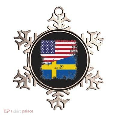 Half Swedish Flag Vintage Sweden Usa Gift Ornament