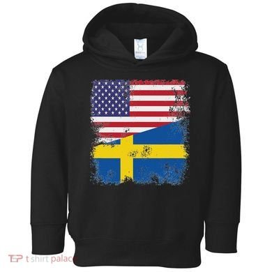 Half Swedish Flag Vintage Sweden Usa Gift Toddler Hoodie