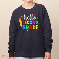 Hello Second Grade Welcome Back to School Teacher Women's Sweatshirt thumb 0