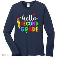 Hello Second Grade Welcome Back to School Teacher Women's Long Sleeve Shirt thumb 0