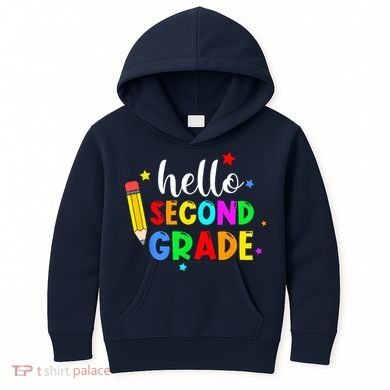 Hello Second Grade Welcome Back to School Teacher Kids Hoodie
