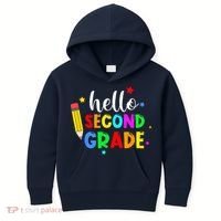 Hello Second Grade Welcome Back to School Teacher Kids Hoodie thumb 0