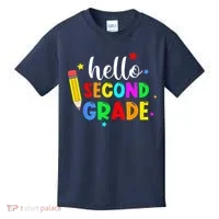 Hello Second Grade Welcome Back to School Teacher Kids T-Shirt thumb 0