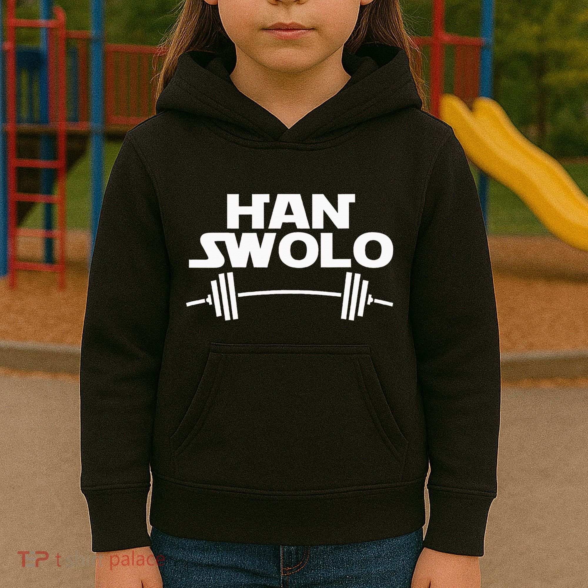 Han Swolo Gym Weightlifting Kids Hoodie
