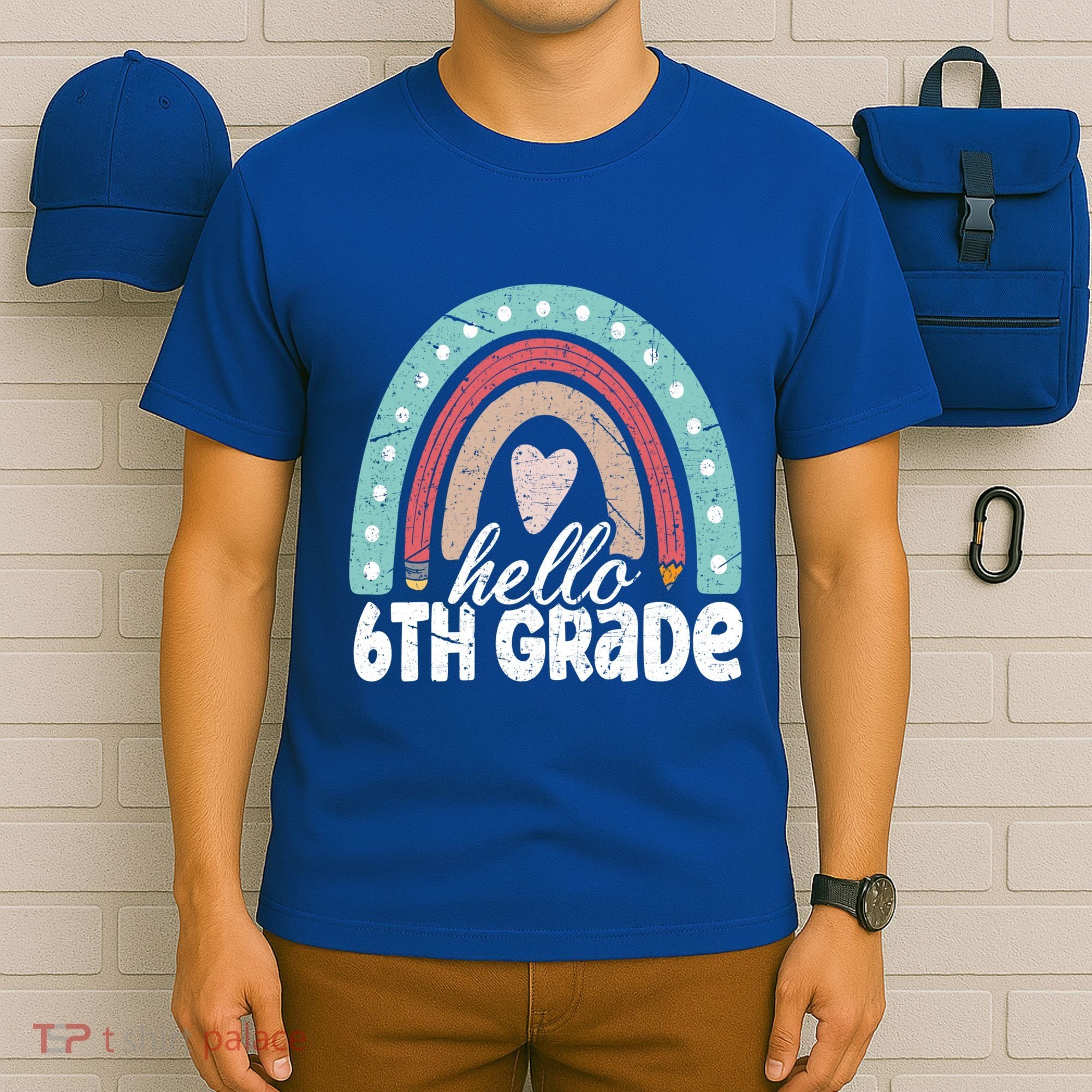 Hello Sixth Grade Back To School 6Th Grade Teacher Rainbow Cute Gift T-Shirt