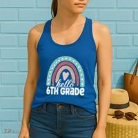 Hello Sixth Grade Back To School 6Th Grade Teacher Rainbow Cute Gift Women's Tank Top thumb 2