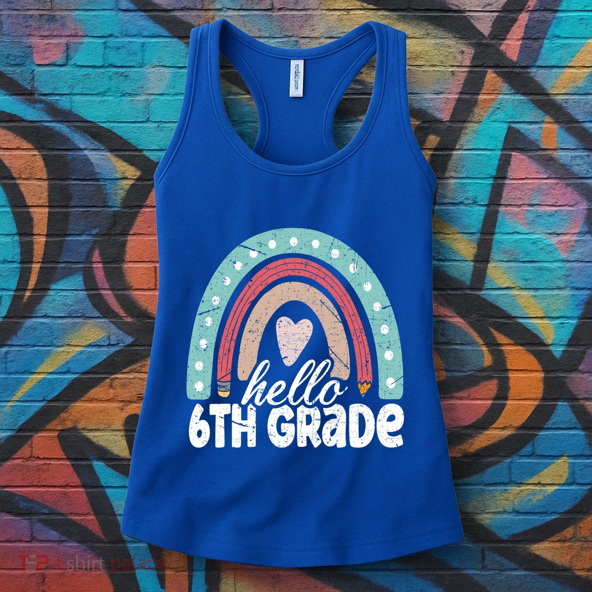 Hello Sixth Grade Back To School 6Th Grade Teacher Rainbow Cute Gift Women's Tank Top