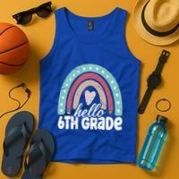 Hello Sixth Grade Back To School 6Th Grade Teacher Rainbow Cute Gift Tank Top thumb 4