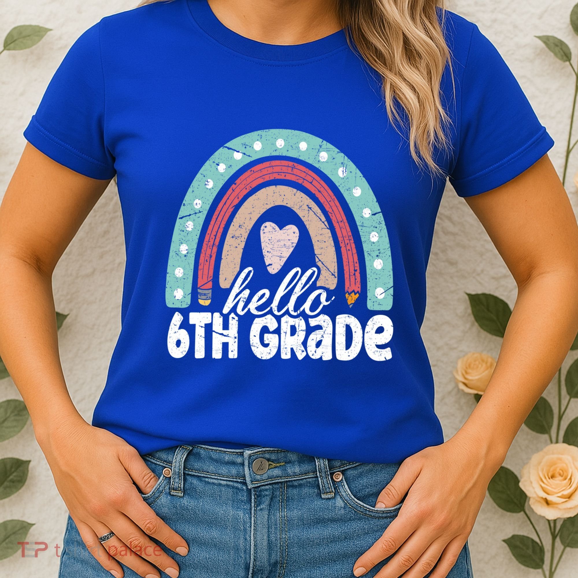 Hello Sixth Grade Back To School 6Th Grade Teacher Rainbow Cute Gift Women's T-Shirt