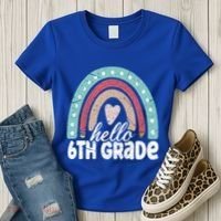 Hello Sixth Grade Back To School 6Th Grade Teacher Rainbow Cute Gift Women's T-Shirt thumb 3