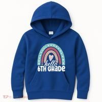 Hello Sixth Grade Back To School 6Th Grade Teacher Rainbow Cute Gift Kids Hoodie thumb 0