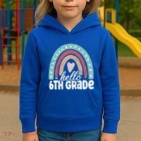Hello Sixth Grade Back To School 6Th Grade Teacher Rainbow Cute Gift Kids Hoodie thumb 3