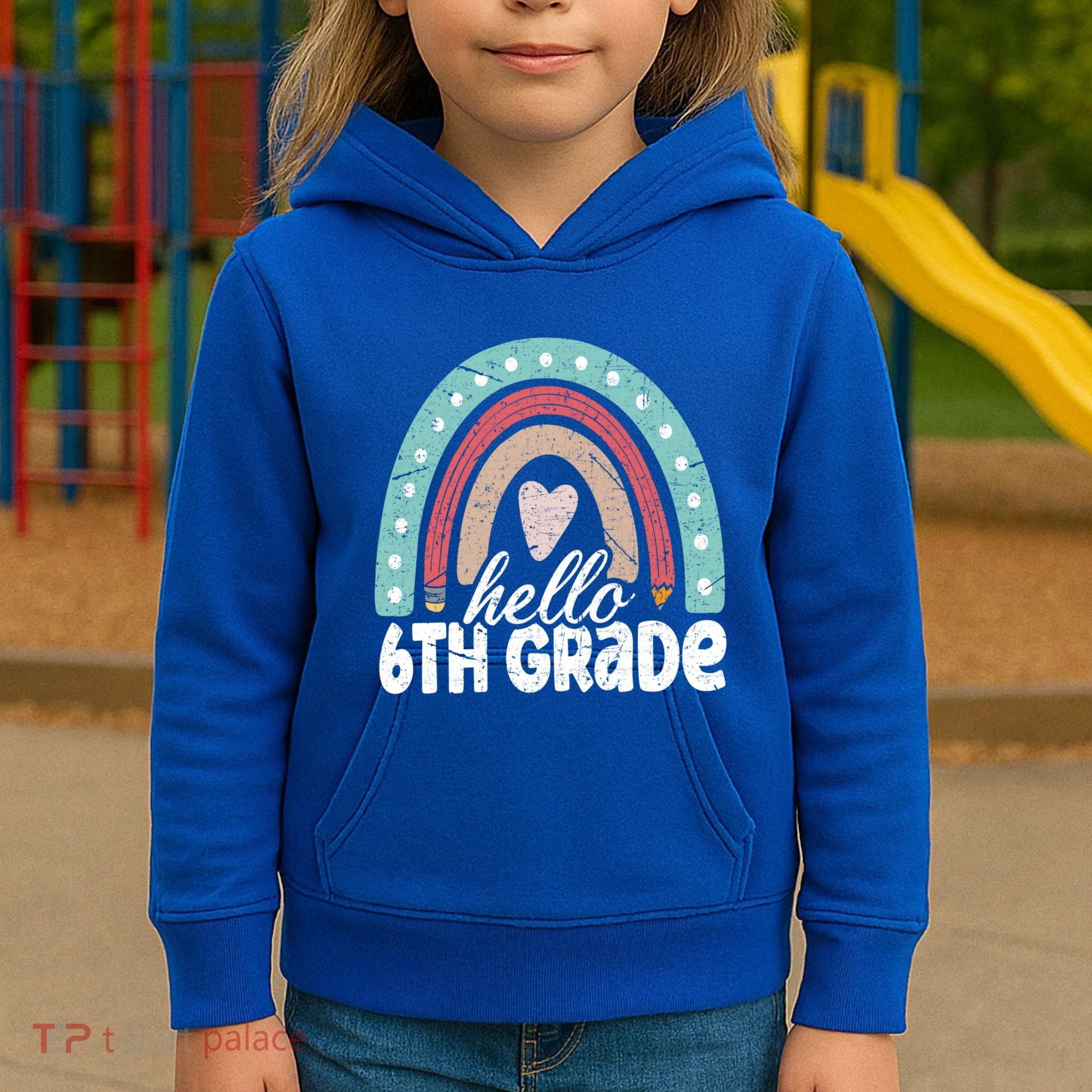Hello Sixth Grade Back To School 6Th Grade Teacher Rainbow Cute Gift Kids Hoodie