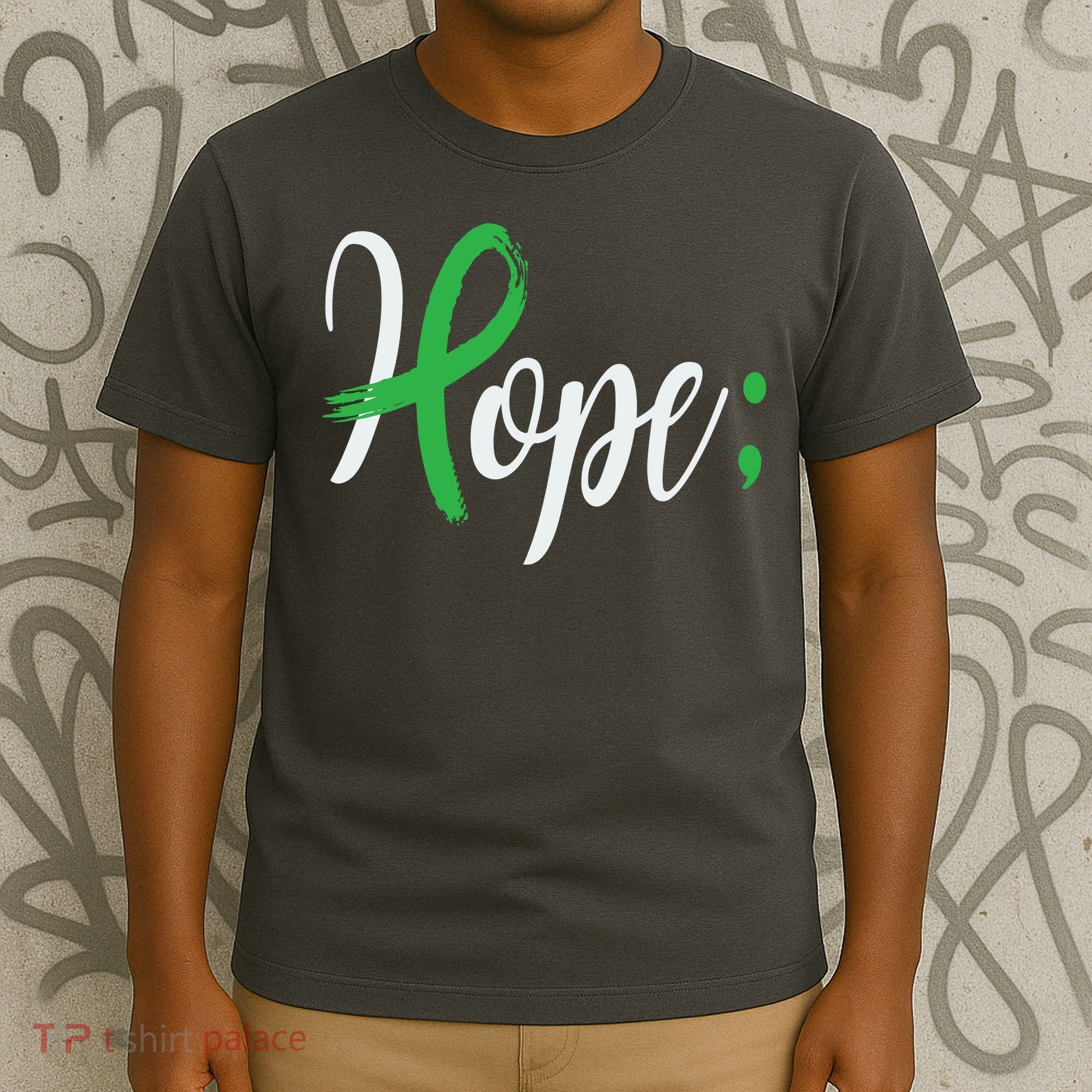 Hope Semicolon Green Ribbon Mental Health Awareness T-Shirt