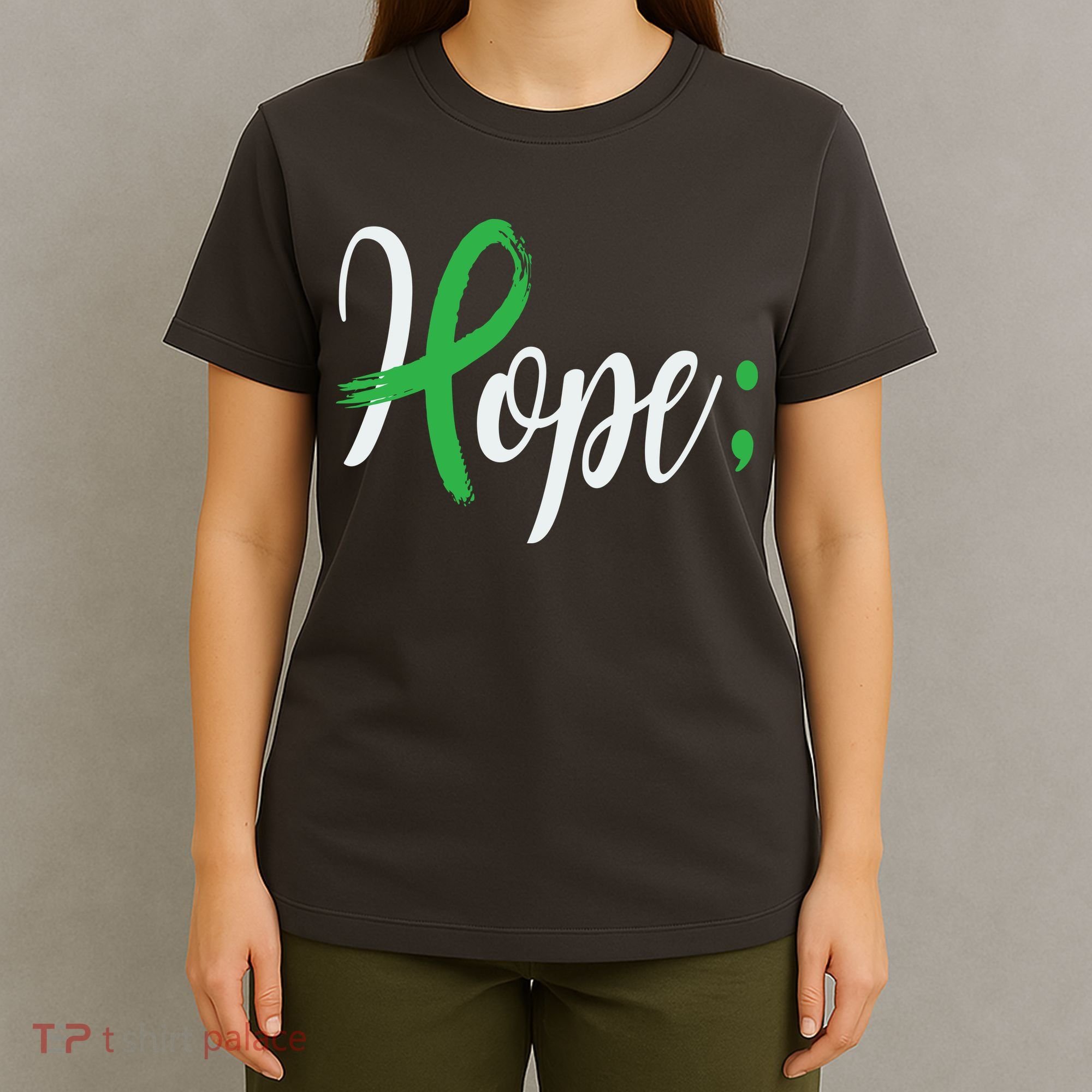 Hope Semicolon Green Ribbon Mental Health Awareness T-Shirt