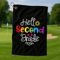 Hello Second Grade Fun 2nd Grade Back To School Gift Golf Towel thumb 1
