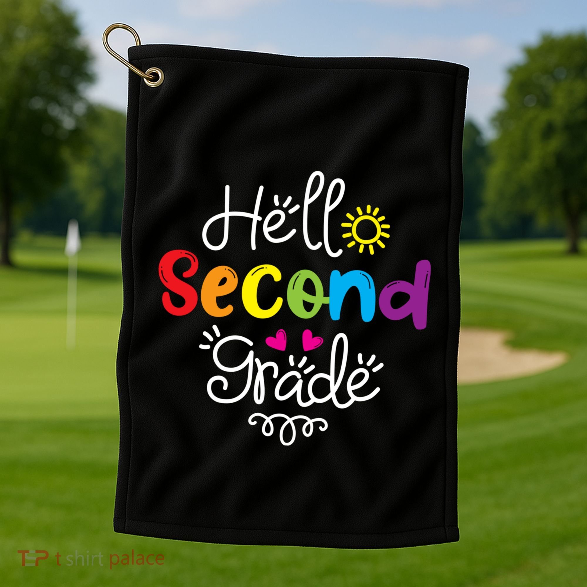 Hello Second Grade Fun 2nd Grade Back To School Gift Golf Towel