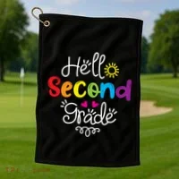 Hello Second Grade Fun 2nd Grade Back To School Gift Golf Towel thumb 1