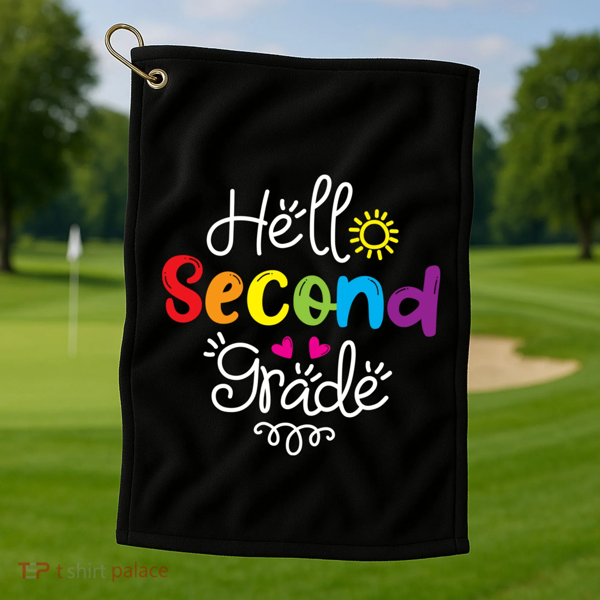 Hello Second Grade Fun 2nd Grade Back To School Gift Golf Towel