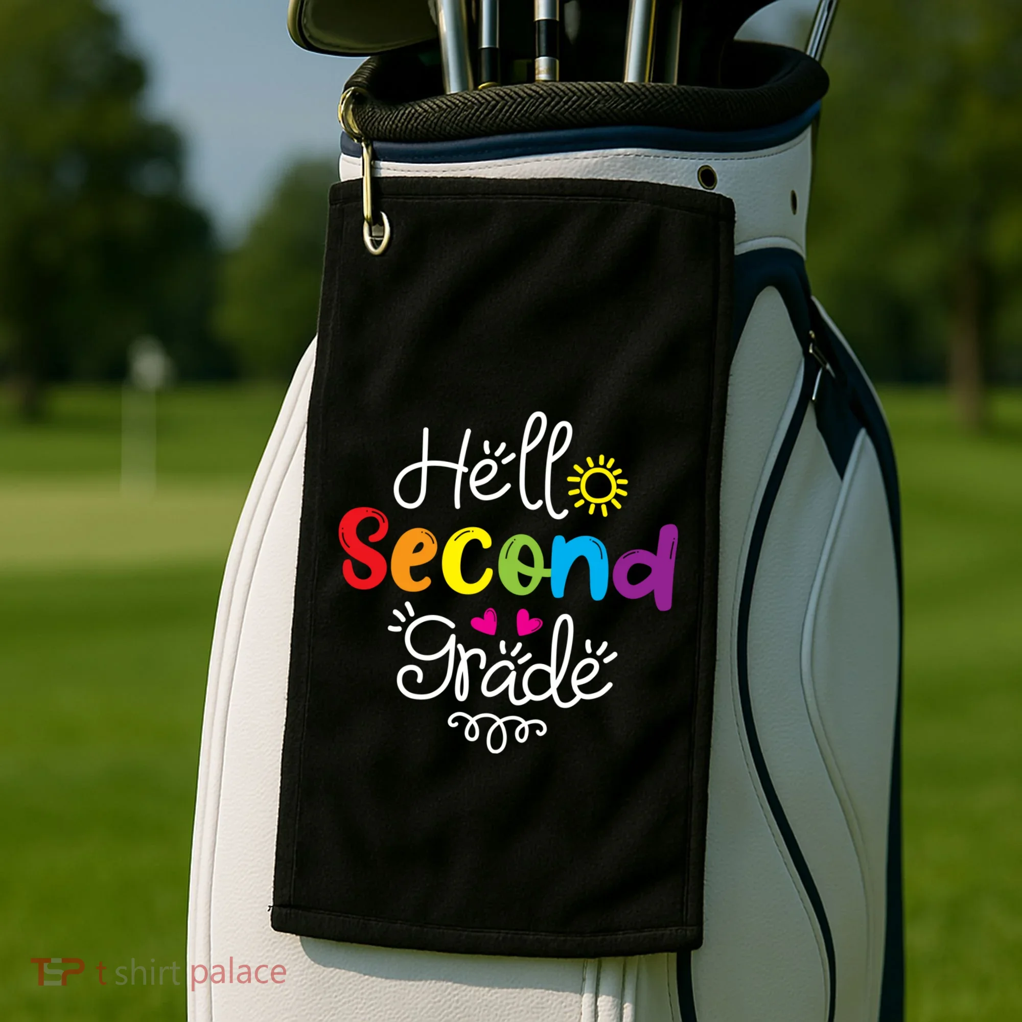 Hello Second Grade Fun 2nd Grade Back To School Gift Golf Towel