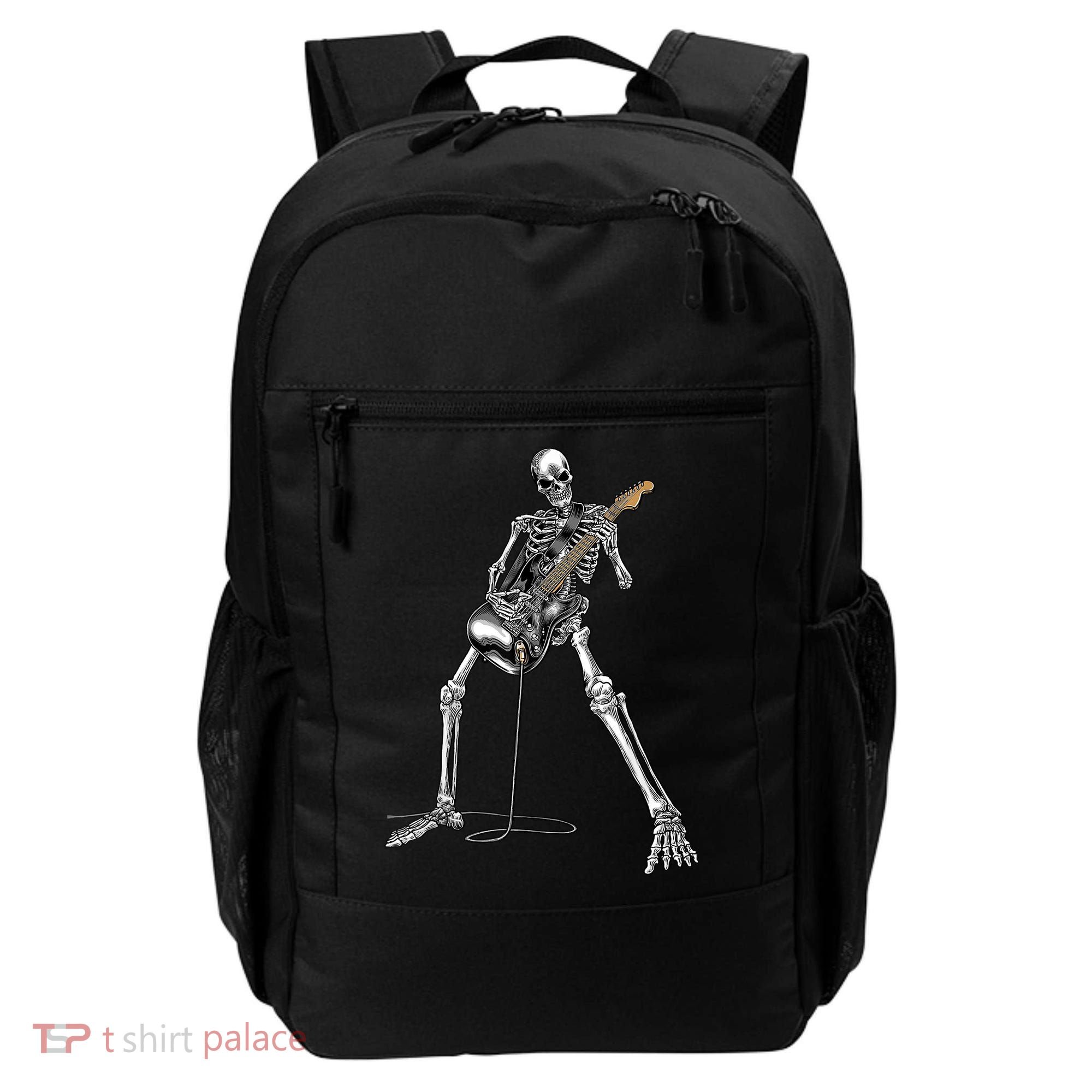 Happy Skeleton Guitar Guy Spooky Halloween Rock Band Concert Backpack