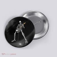 Happy Skeleton Guitar Guy Spooky Halloween Rock Band Concert Button thumb 0