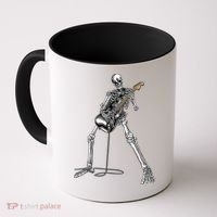 Happy Skeleton Guitar Guy Spooky Halloween Rock Band Concert Coffee Mug thumb 0