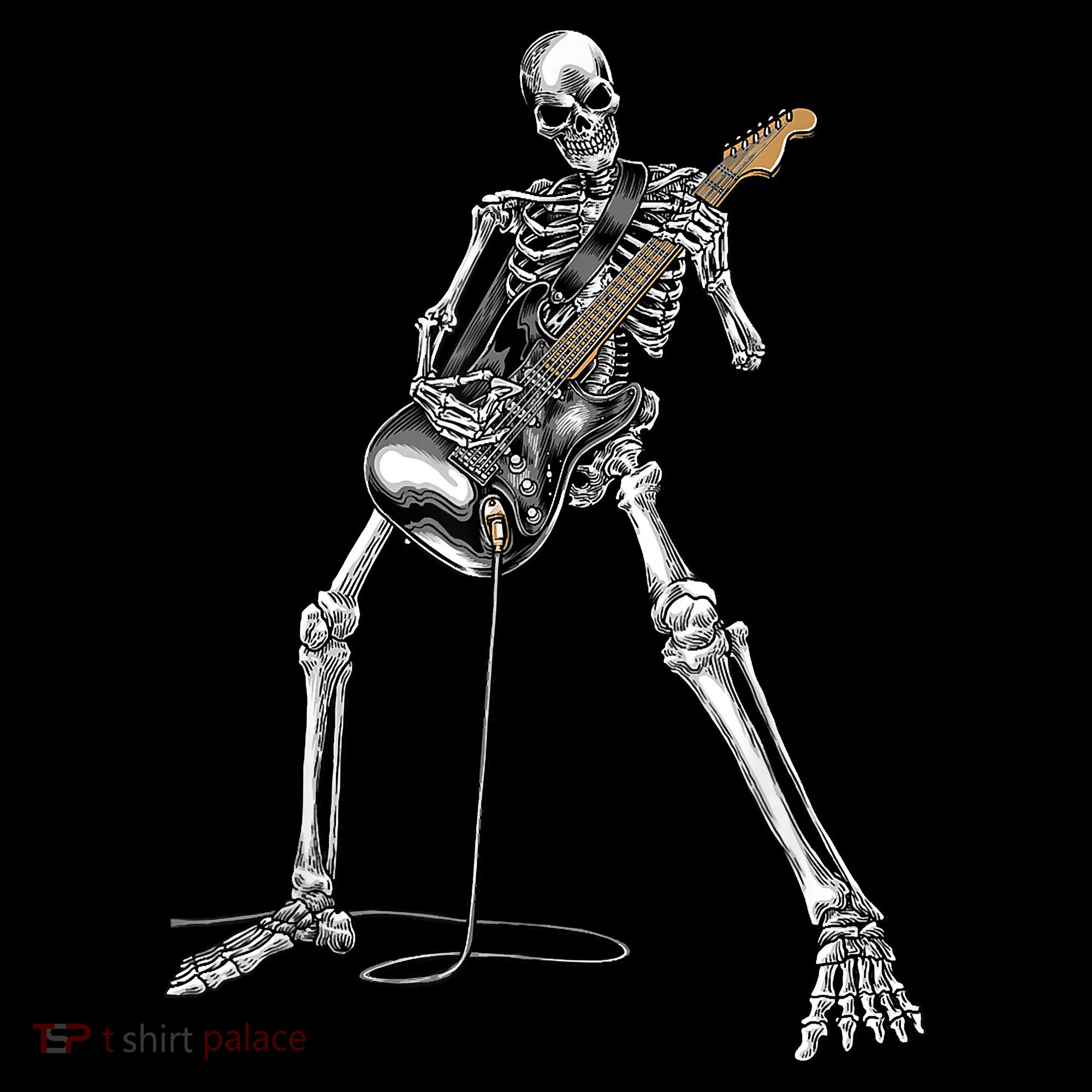 Happy Skeleton Guitar Guy Spooky Halloween Rock Band Concert Coffee Mug
