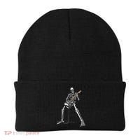 Happy Skeleton Guitar Guy Spooky Halloween Rock Band Concert Beanie thumb 0
