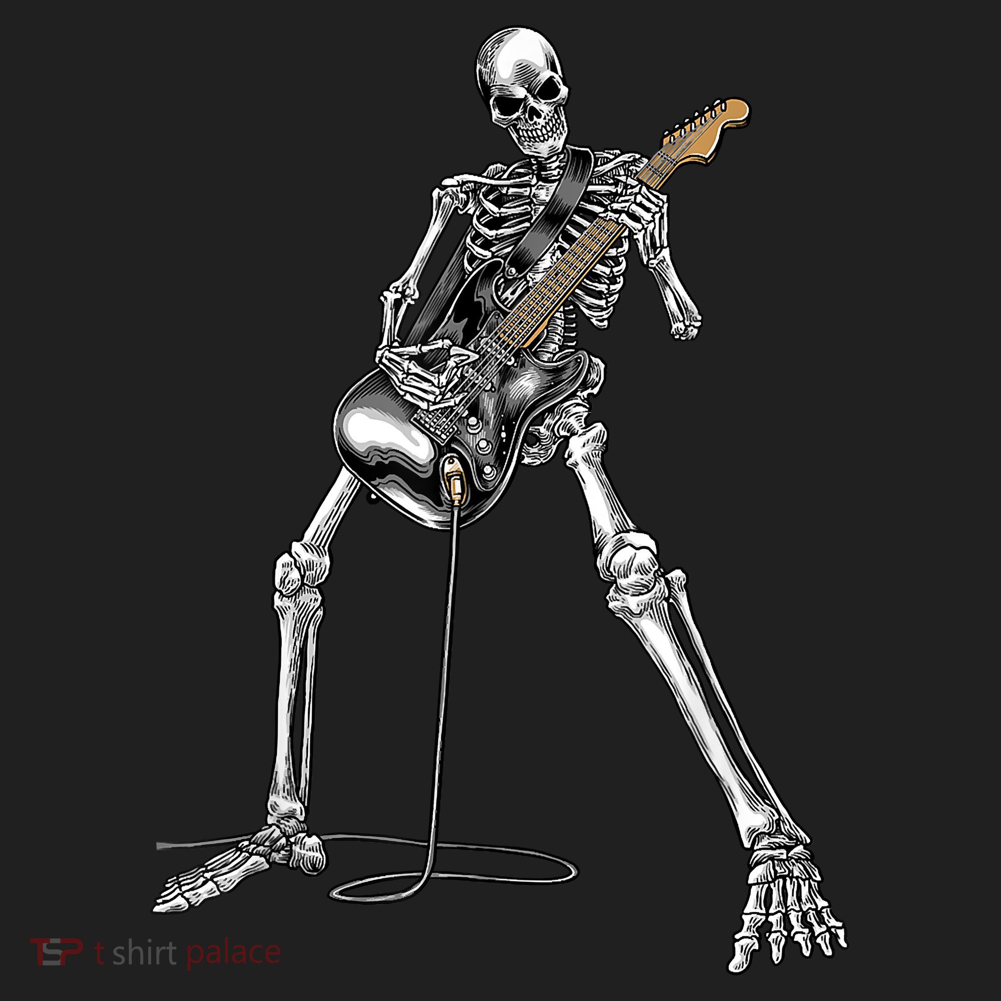 Happy Skeleton Guitar Guy Spooky Halloween Rock Band Concert Beanie