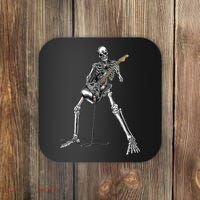Happy Skeleton Guitar Guy Spooky Halloween Rock Band Concert Coaster thumb 0